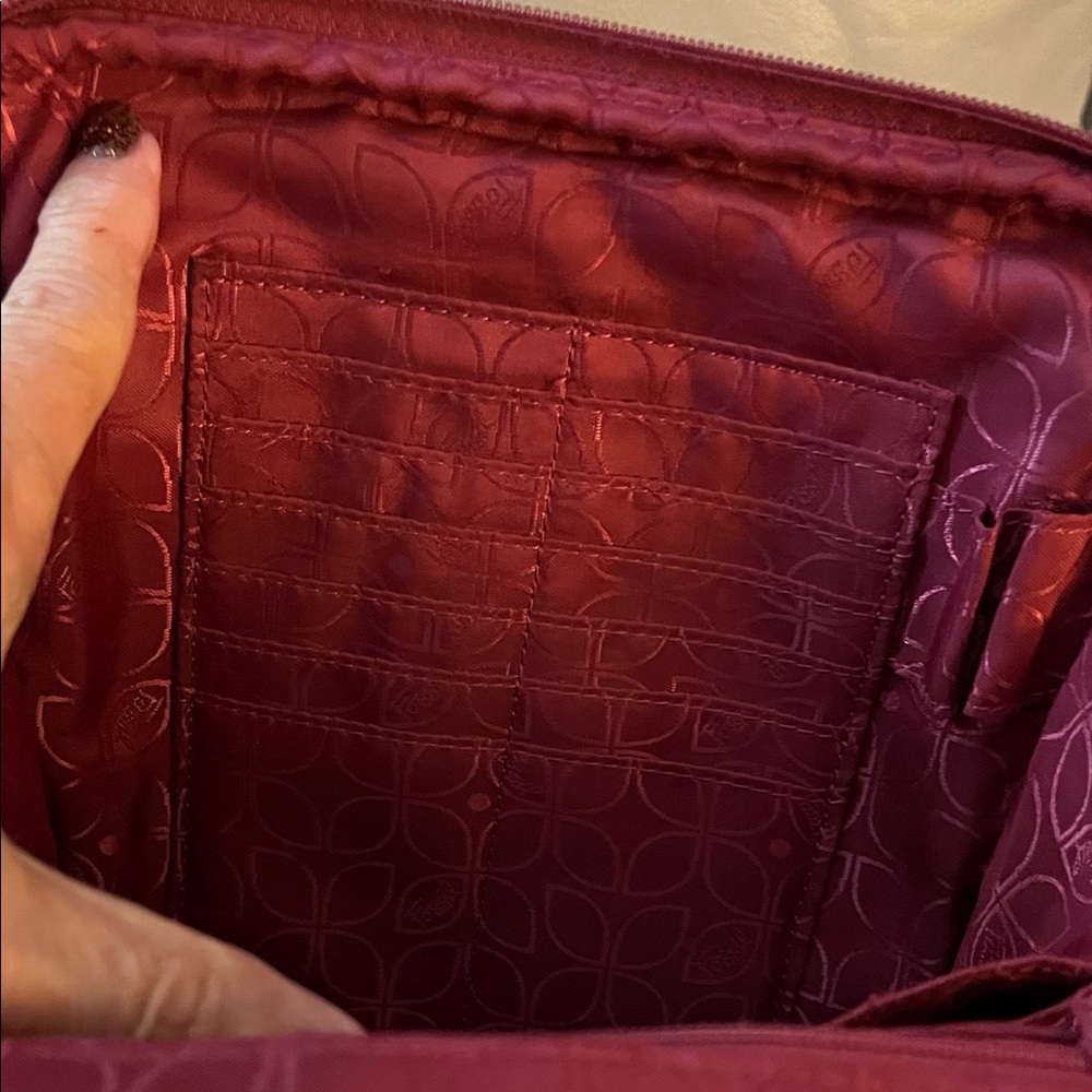 Fossil Deep Red Leather Crossbody  Messenger Bag - Picture 11 of 16